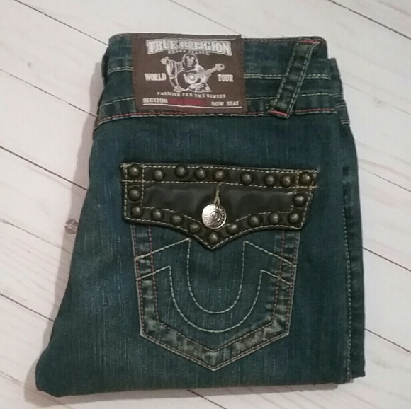 True Religion Denim - {True Religion} Leather Studded Joey Super T Jeans